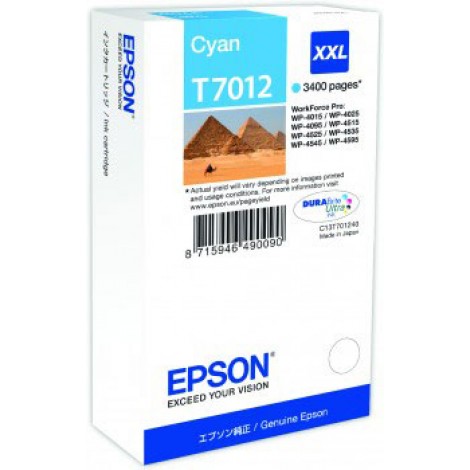 Epson T7012 XXL Cartuccia inchiostro ciano per WORKFORCE PRO 4015DN (34,2ml) 1pz - C13T70124010 - C92E22243