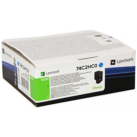 Lexmark 74C2HC0 Toner RETURN ciano per CS 725DE (12.000pg) 1pz - C92L32866