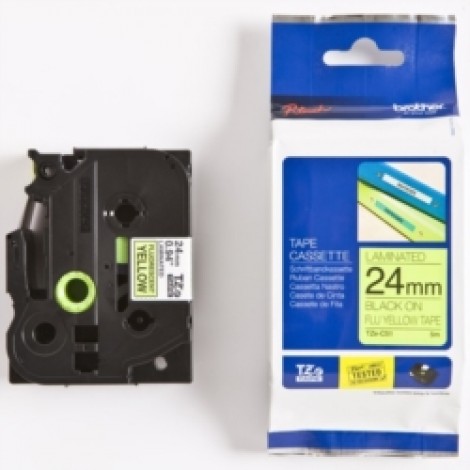 Brother TZEC51 Nastro tipo TZ per PT-7600VP/2700VP, 24mm x 5m, nero su giallo fluorescente - C92B61143