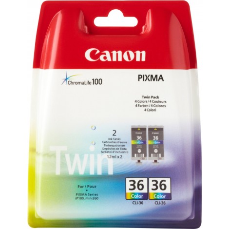 Canon CLI36 cartuccia twinpack inchiostro ciano, magenta e giallo per PIXMA MINI 260 (2x12ml) 1Conf. - 1511B018 - C92C22162