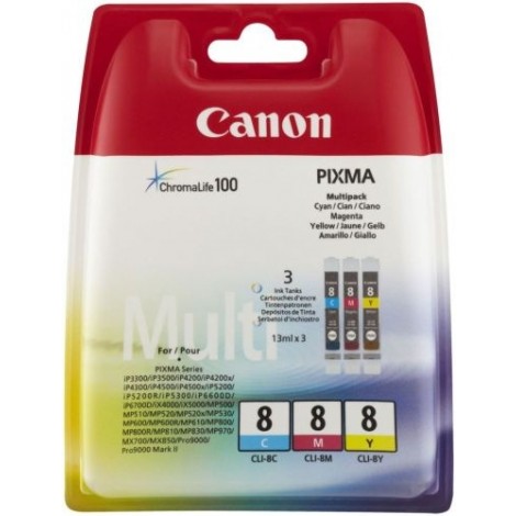 Canon CLI8 cartuccia multipack inchiostro ciano, magenta e giallo per PIXMA IP 4200 (3x13ml) 1Conf. - 0621B029 - C92C22364