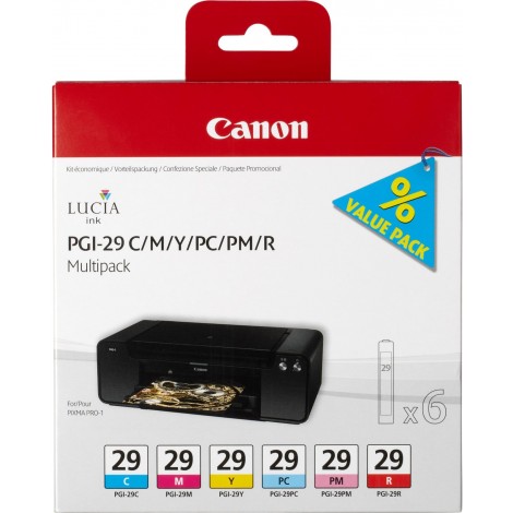 Canon PGI29 Cartuccia inchiostro nero foto, ciano, magenta, giallo, ciano foto, magenta foto e rosso per PIXMA PRO 1 - 1Conf. - 4873B005 - C92C22369