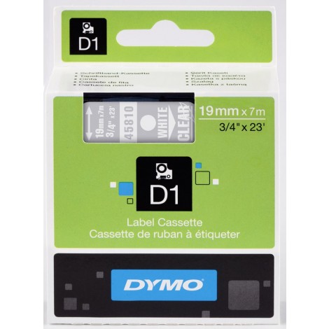 Dymo S0720900 Nastro D1 standard in poliestere per Labelmanager/Labelpoint, 19mm x 7m, bianco su trasparente - C92DY6049