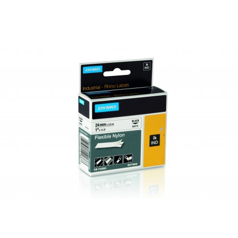 Dymo 1734524 Nastro Rhino in nylon flessibile, 24mm x 3,5m, nero su bianco - C92DY6084