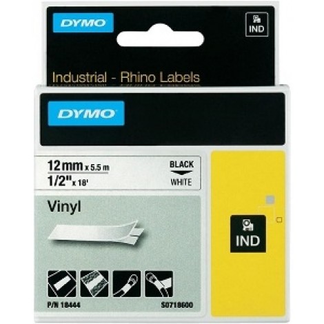 Dymo 1805420 Nastro Rhino in vinile colorato, 19mm x 5,5m, bianco su verde - C92DY6123
