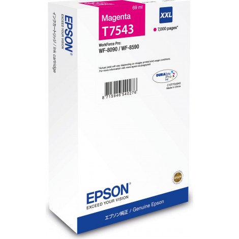 Epson T7543 Cartuccia inchiostro magenta per WORKFORCE WF 8090 (69ml) 1pz - C13T75434N - C92E20133