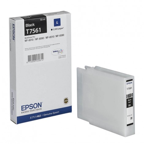 Epson T7561 Cartuccia inchiostro nero per WORKFORCE WF 8090 (2.500pg) 1pz - C13T75614N - C92E22114