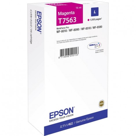 Epson T7563 Cartuccia inchiostro magenta per WORKFORCE WF 8090 (1.500pg) 1pz - C13T75634N - C92E22116