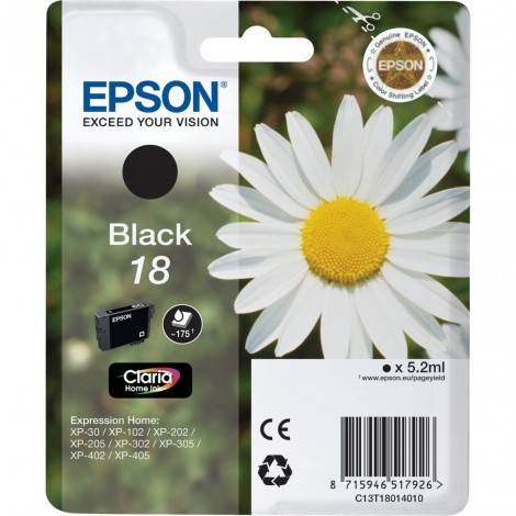 Epson 18 Cartuccia inchiostro nero per EXPRESSION HOME XP 30 (175pg) 1pz - C13T18014012 - C92E22120