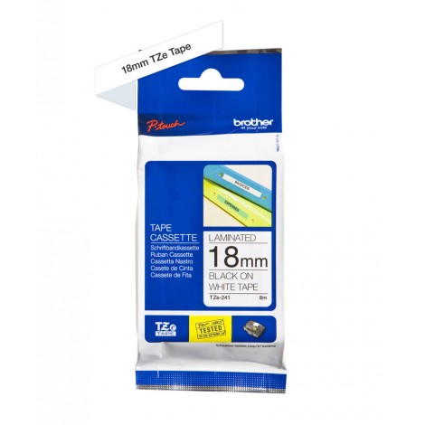 Brother TZE241 Nastro tipo TZe per PT-18R/2460, 18mm x 8m, nero su bianco - C92B61012