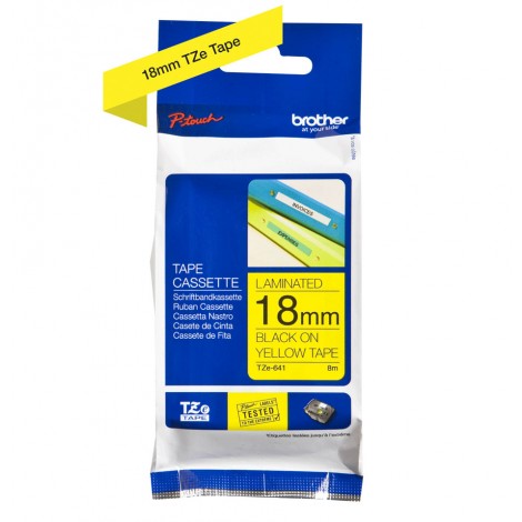 Brother TZE641 Nastro tipo TZe per PT-18R/2460, 18mm x 8m, nero su giallo - C92B61013