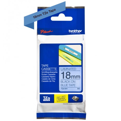 Brother TZE541 Nastro tipo TZe per PT-18R/2460, 18mm x 8m, nero su blu - C92B61067