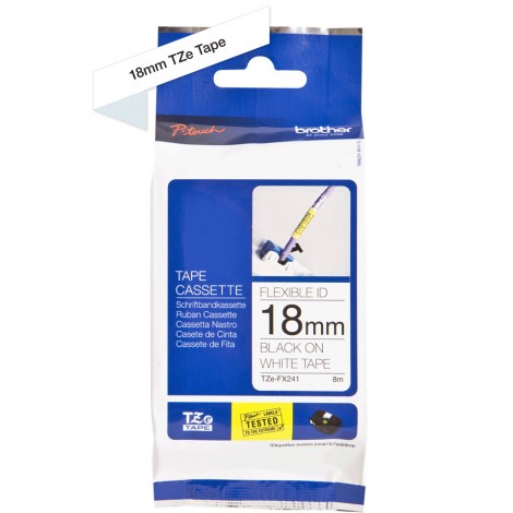 Brother TZEFX241 Nastro tipo TZe per PT-18R/2460, 18mm x 8m, nero su bianco, flessibile - C92B61071