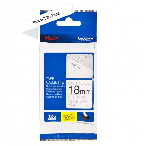 Brother TZESE4 Nastro tipo TZe per PT-18R/2460, 18mm x 8m, nero su bianco, sicurezza - C92B61076