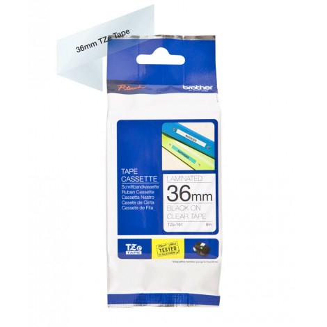 Brother TZE161 Nastro tipo TZe per PT-9500PC, 36mm x 8m, nero su trasparente - C92B61090