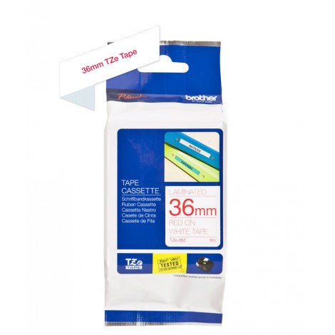 Brother TZE262 Nastro tipo TZe per PT-9500PC, 36mm x 8m, rosso su bianco - C92B61091
