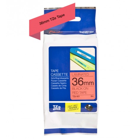 Brother TZE461 Nastro tipo TZe per PT-9500PC, 36mm x 8m, nero su rosso - C92B61093