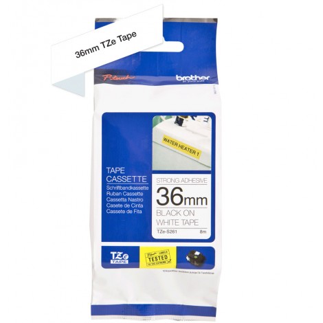 Brother TZES261 Nastro tipo TZe per PT-9500PC, 36mm x 8m, nero su bianco, adesivo resistente - 1pz - C92B61097