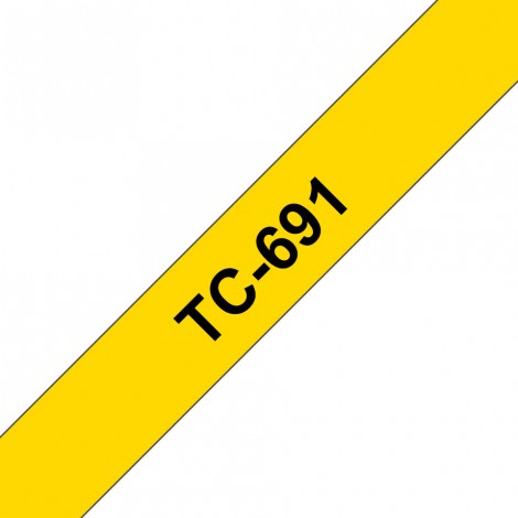 Brother TC691 Nastro tipo TC per PT-6/15/20/2000, 9mm x 7,7m, nero su giallo - C92B61113