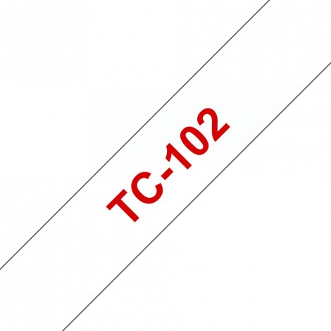 Brother TC102 Nastro tipo TC per PT-6/15/20/2000, 12mm x 7,7m, rosso su trasparente - C92B61115
