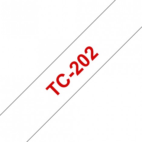 Brother TC202 Nastro tipo TC per PT-6/15/20/2000, 12mm x 7,7m, rosso su bianco - C92B61119