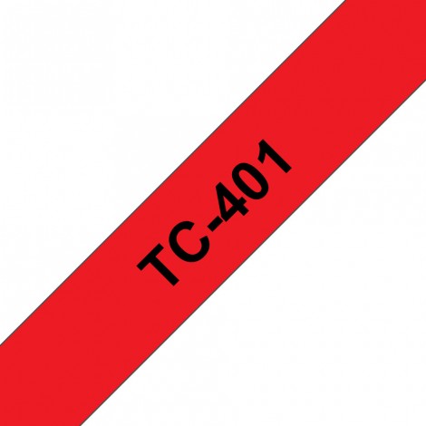 Brother TC401 Nastro tipo TC per PT-6/15/20/2000, 12mm x 7,7m, nero su rosso - C92B61121