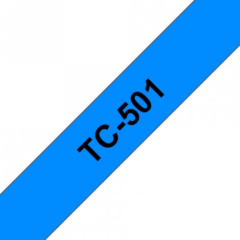 Brother TC501 Nastro tipo TC per PT-6/15/20/2000, 12mm x 7,7m, nero su blu - C92B61122