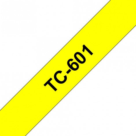 Brother TC601 Nastro tipo TC per PT-6/15/20/2000, 12mm x 7,7m, nero su giallo - C92B61124