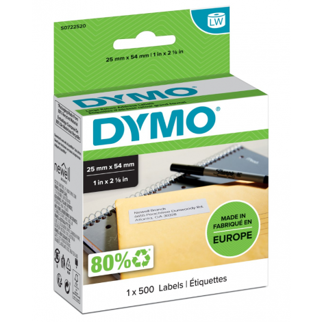 Dymo S0722520 Rotolo 500 etichette adesive permanenti per indirizzo restituzione (25mmx54mm) 1rot. - C92DY1508