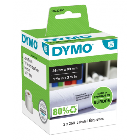 Dymo S0722400 Rotolo 260 etichette adesive multiuso (89mmx36mm) 2rot. - C92DY1522