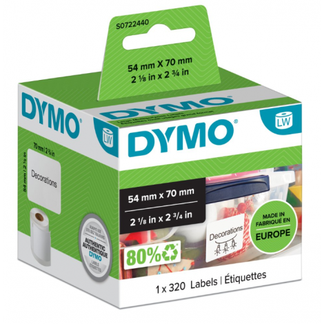 Dymo S0722440 Rotolo 320 etichette adesive per dischetti (70mmx54mm) 1rot. - C92DY1527