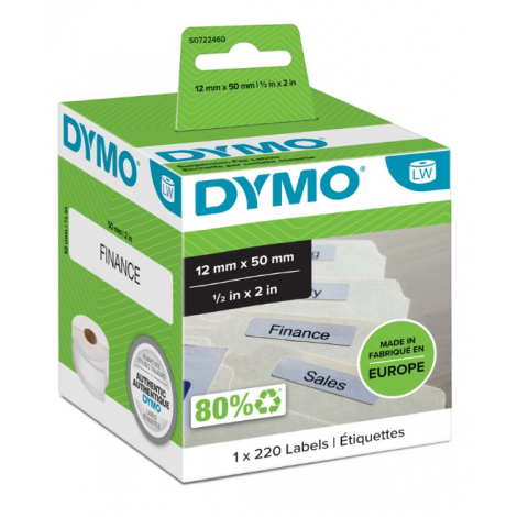 Dymo S0722460 Rotolo 220 etichette adesive per cartelle sospese (50mmx12mm) 1rot. - C92DY1530