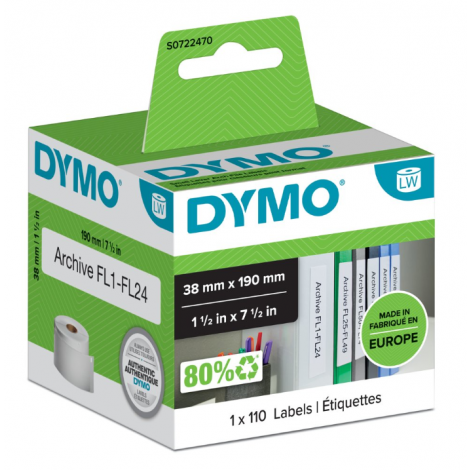 Dymo S0722470 Rotolo 110 etichette adesive per registratori a leva (38mmx190mm) 1rot. - C92DY1531