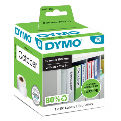 Dymo S0722480 Rotolo 110 etichette adesive per registratori grandi e spedizioni pacchi (59mmx190mm) 1rot. - C92DY1532