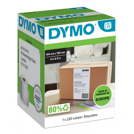 Dymo S0904980 Rotolo 220 etichette adesive permanenti per spedizioni large e pacchi (104mmx159mm) 1rot. - C92DY1533