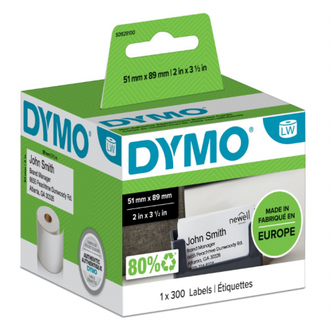 Dymo S0929100 Rotolo 300 etichette non adesive per badge (51mmx89mm) 1rot. - C92DY1534