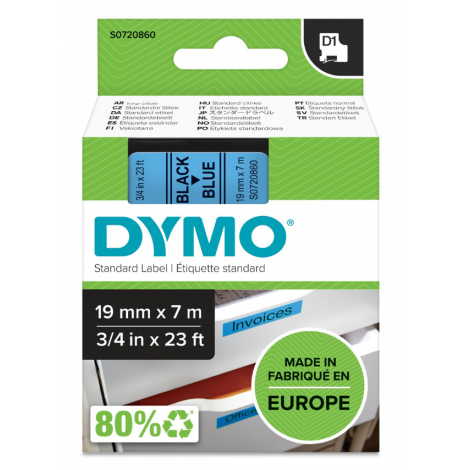 Dymo S0720860 Nastro D1 standard in poliestere per Labelmanager/Labelpoint, 19mm x 7m, nero su blu - C92DY6045