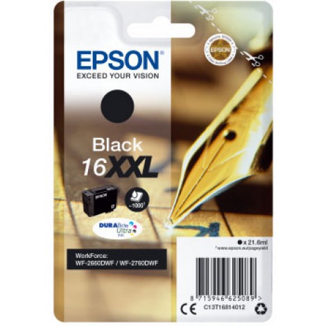 Epson T1681 XL Cartuccia inchiostro nero per WORKFORCE WF 2660 (21,6ml) 1pz - C13T16814012 - C92E20100