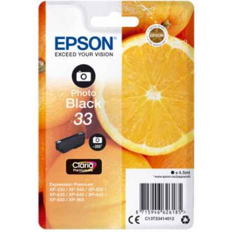Epson T3341 Cartuccia inchiostro nero foto per EXPRESSION PREMIUM XP 530 (4,5ml) 1pz - C13T33414012 - C92E20113