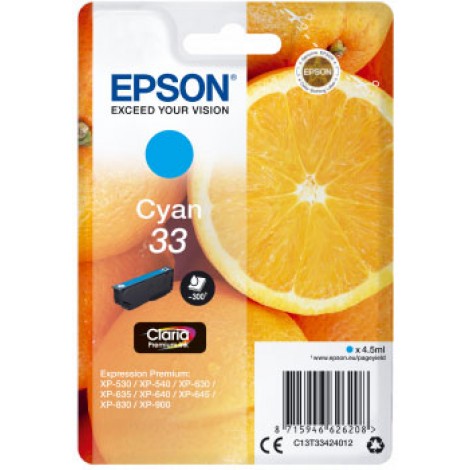 Epson T3342 Cartuccia inchiostro ciano per EXPRESSION PREMIUM XP 530 (4,5ml) 1pz - C13T33424012 - C92E20114