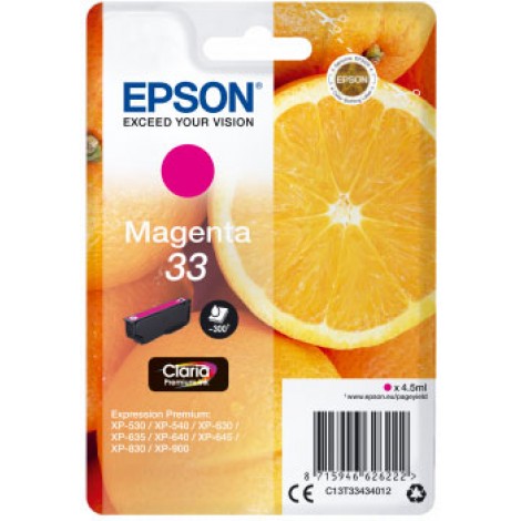 Epson T3343 Cartuccia inchiostro magenta per EXPRESSION PREMIUM XP 530 (4,5ml) 1pz - C13T33434012 - C92E20115