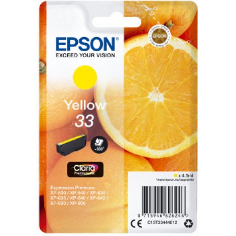 Epson T3344 Cartuccia inchiostro giallo per EXPRESSION PREMIUM XP 530 (4,5ml) 1pz - C13T33444012 - C92E20116