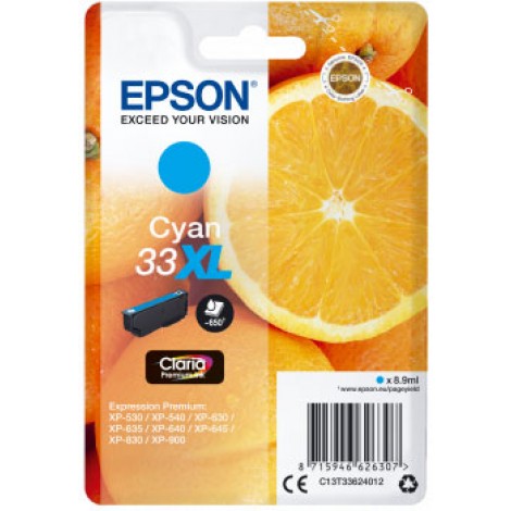 Epson T3362 XL Cartuccia inchiostro ciano per EXPRESSION PREMIUM XP 530 (8,9ml) 1pz - C13T33624012 - C92E20121