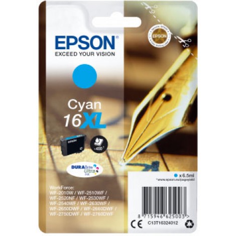 Epson 16 XL Cartuccia inchiostro ciano per WORKFORCE WF 2010 (6,5ml) 1pz - C13T16324012 - C92E22048