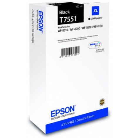 Epson T7551 XL Cartuccia inchiostro nero per WORKFORCE WF 8090 (5.000pg) 1pz - C13T75514N - C92E22110