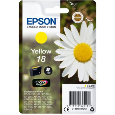 Epson 18 Cartuccia inchiostro giallo per EXPRESSION HOME XP 30 (180pg) 1pz - C13T18044012 - C92E22123