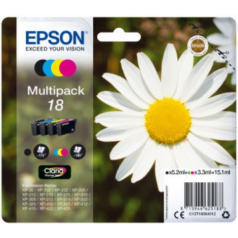Epson 18 Cartuccia inchiostro nero e colore per EXPRESSION HOME XP 30 (1x175pg - 3x180pg) 1Conf. - C13T18064012 - C92E22124