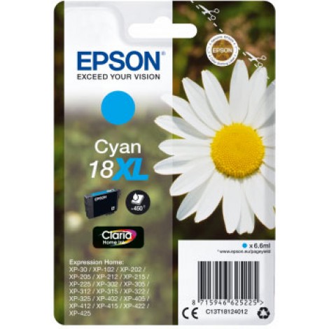 Epson 18 XL Cartuccia inchiostro ciano per EXPRESSION HOME XP 30 (450pg) 1pz - C13T18124012 - C92E22126