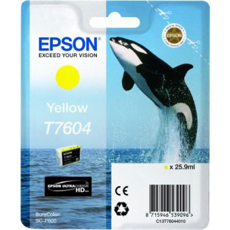 Epson T7604 Cartuccia inchiostro giallo per SURECOLOR SC P600 (25,9ml) 1pz - C13T76044010 - C92E22154
