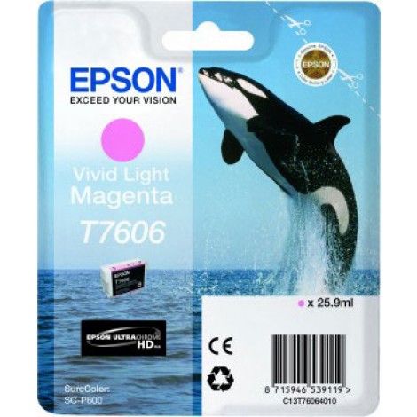 Epson T7606 Cartuccia inchiostro magenta chiaro per SURECOLOR SC P600 (25,9ml) 1pz - C13T76064N10 - C92E22156